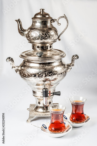 Traditional Turkish Teapot, Samovar and Tea Glasses