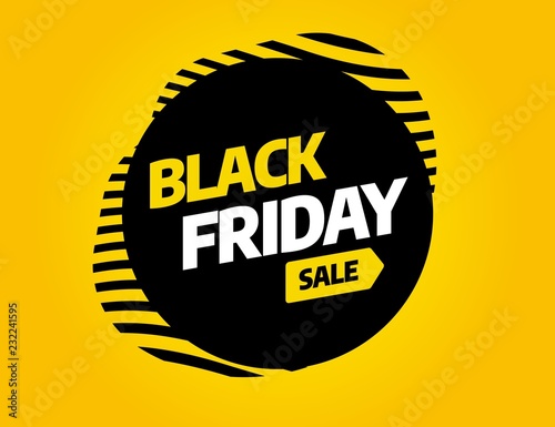 Black Friday sale inscription design template. Yellow banner Black Friday. Vector illustration eps 10.