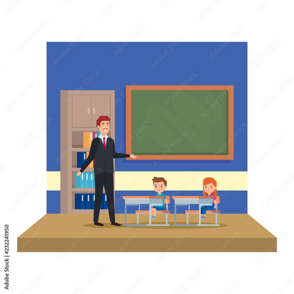 male teacher with kids in the classroom male teacher with kids in the classroom