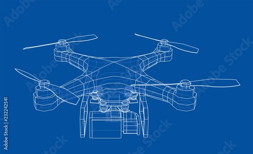 Drone concept. Vector rendering of 3d