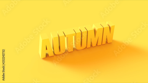 Bright Yellow Autumn Sign 3d illustration 3d render