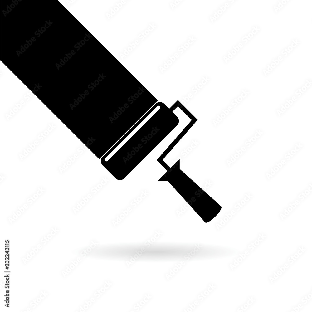 Black Paintbrush Roller simple icon or logo