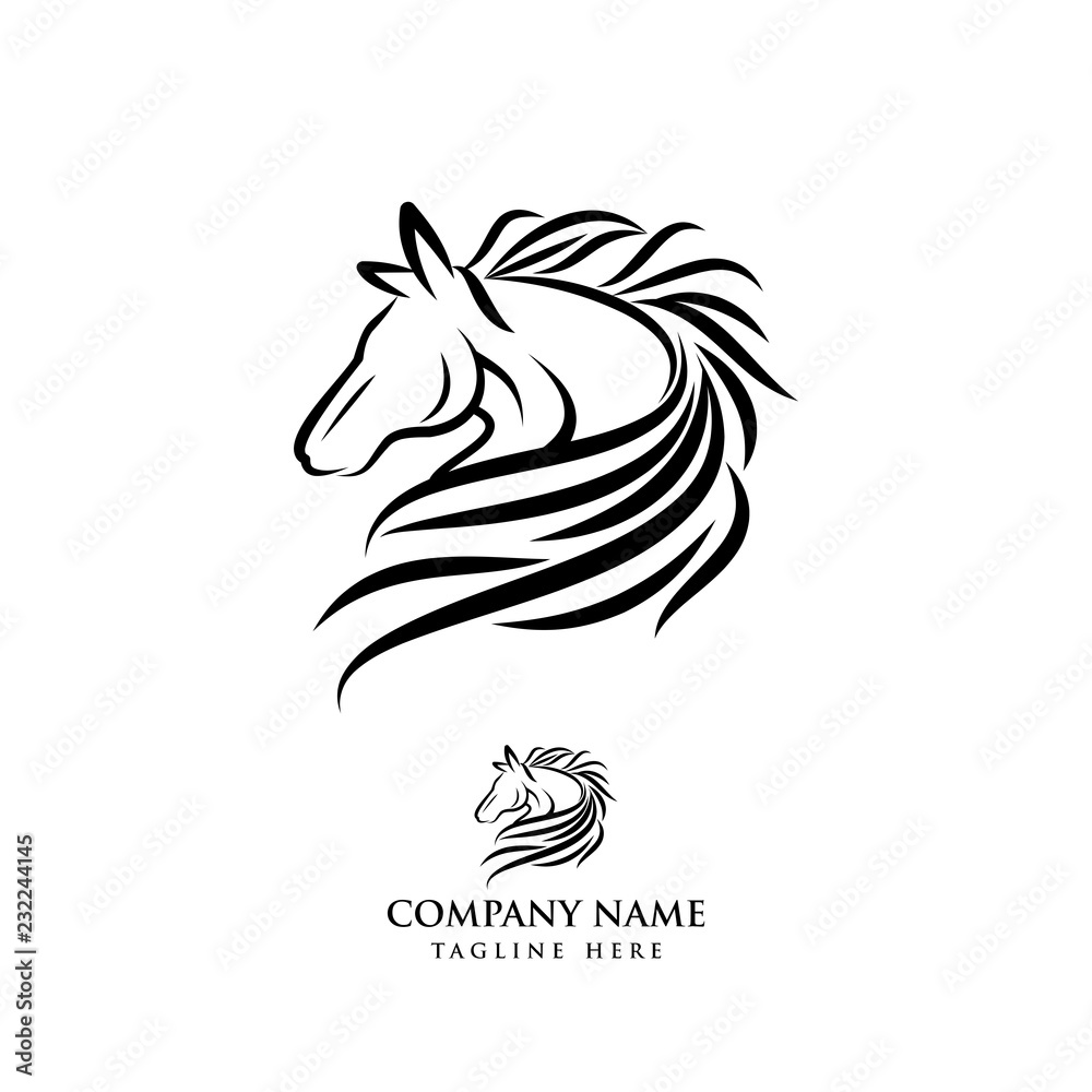 Horse logo design illustration, Horse silhouette vector, Horse vector