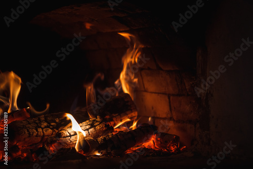 Burning in a rustic oven