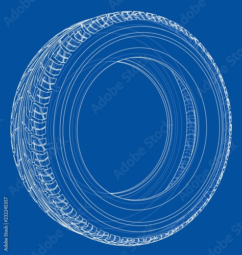 Car tire concept. Vector rendering of 3d