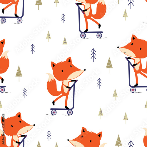 pattern with cute fox