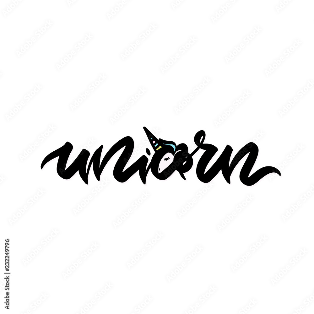 Unicorn text as logotype, badge, patch and icon.