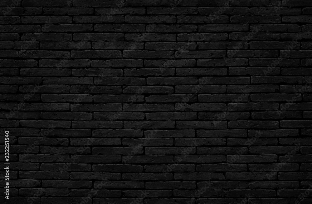 Old dark black brick wall texture with vintage style for background and design art work.