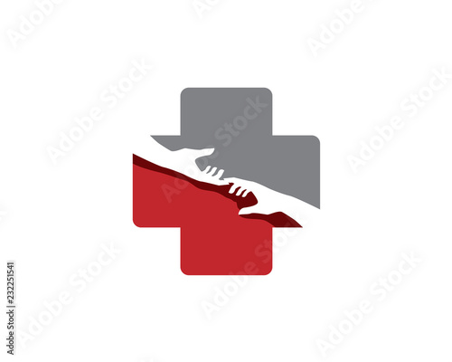 hand help each other inside health cross symbol 2