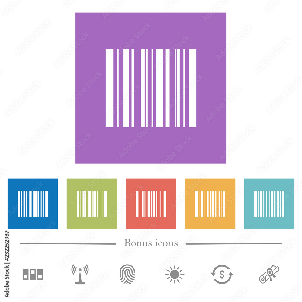 Barcode flat white icons in square backgrounds Barcode flat white icons in square backgrounds