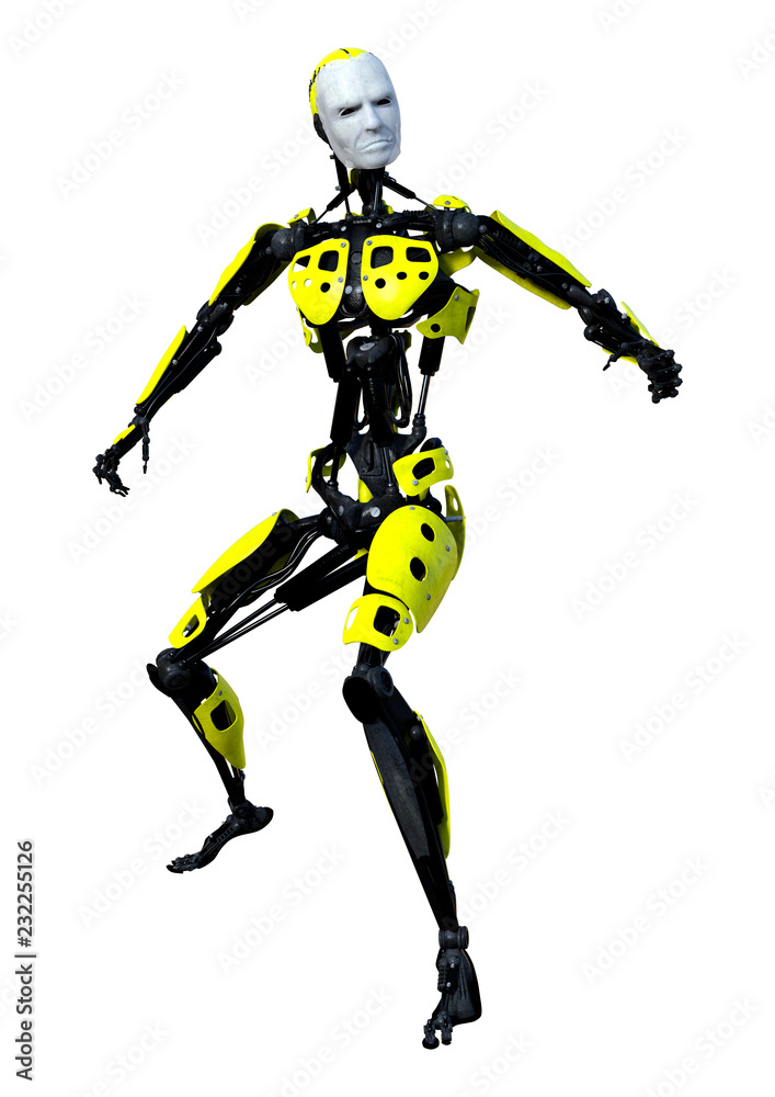 3D Rendering Male Robot on White