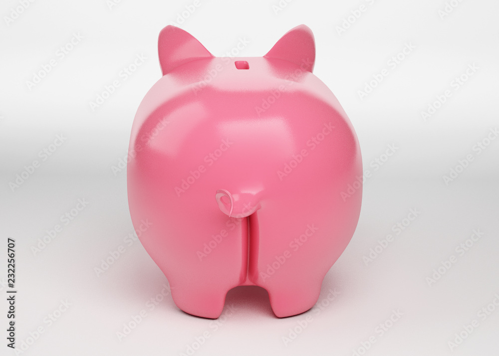 Pink shiny piggy bank on white background. 3d rendering, Pink shiny piggy bank on white background. 3d rendering,
