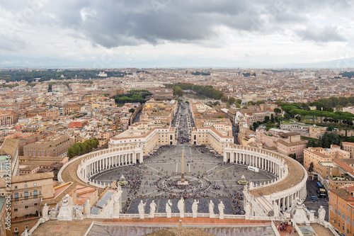 Panorama of Rome and St. Peter's Square, taken from the dome of St. Peter's Basilica, Italy