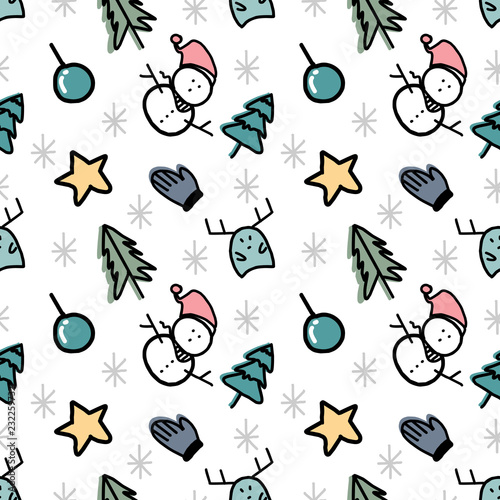 Christmas doodle seamless p...