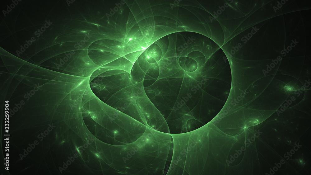 3D rendering abstract green fractal light background