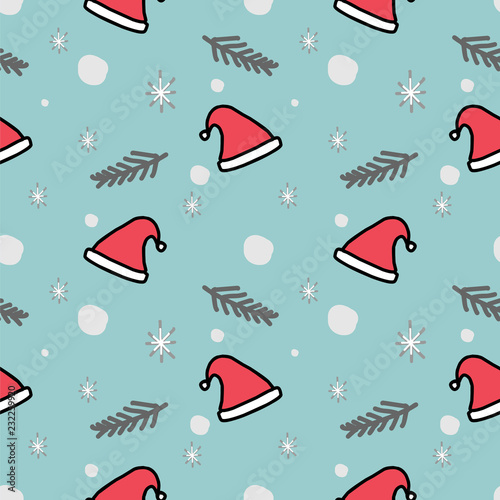 Santa hat and tree seamless...