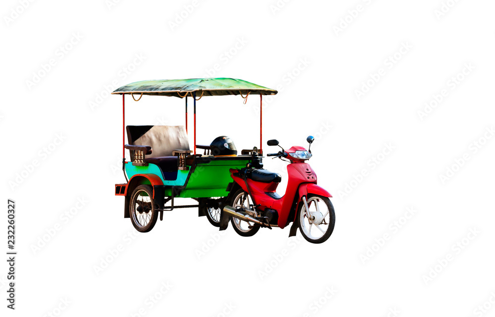 Fototapeta premium Tuk Tuk in Cambodia isolated on white