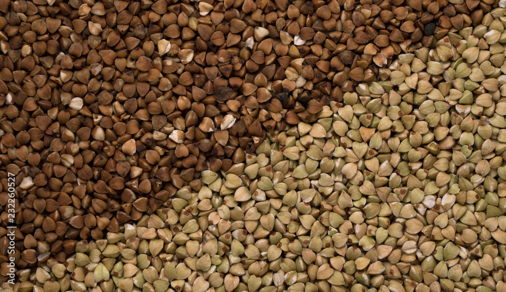 Natural fresh buckwheat and green buckwheat as background. Natural fresh buckwheat and green buckwheat as background.