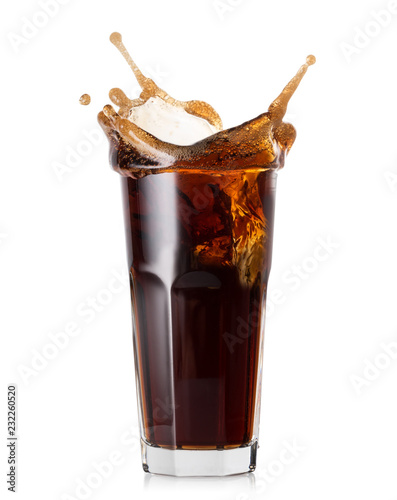 Fotografi Splash in high glass of cola