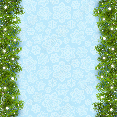 Christmas tree border with holiday decorations