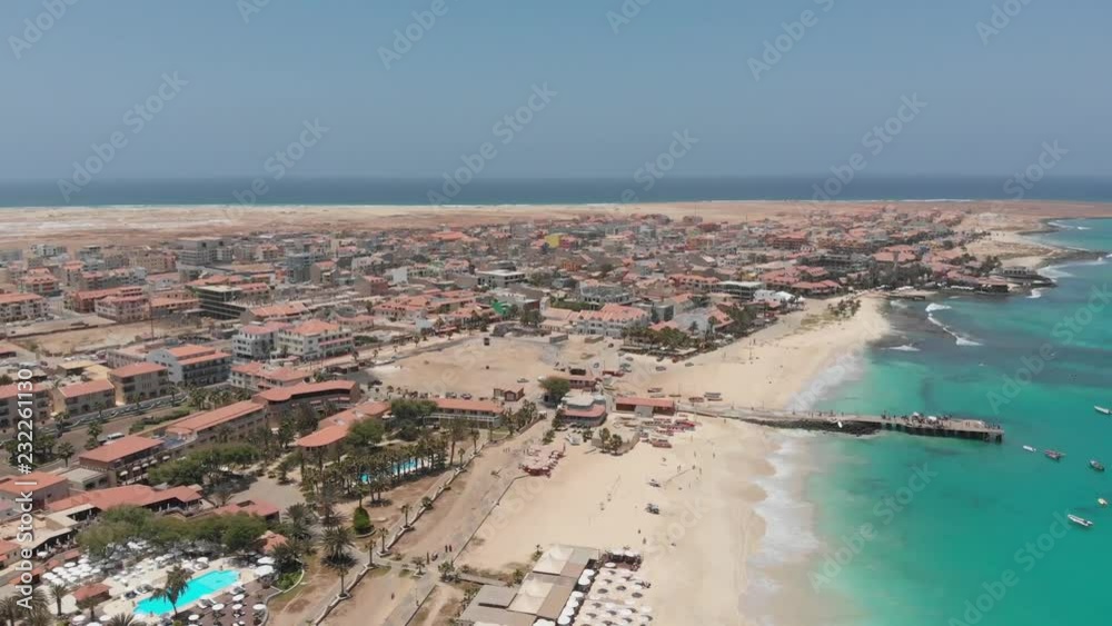  Aerial view of the Fishermans pier at Santa Maria beach in Sal Cape Verde - Cabo Verde