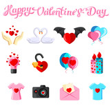 Flat illustration with Valentine's Day iconss.
