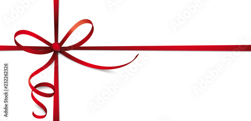Card Red Thin Ribbon Cross Bow Header