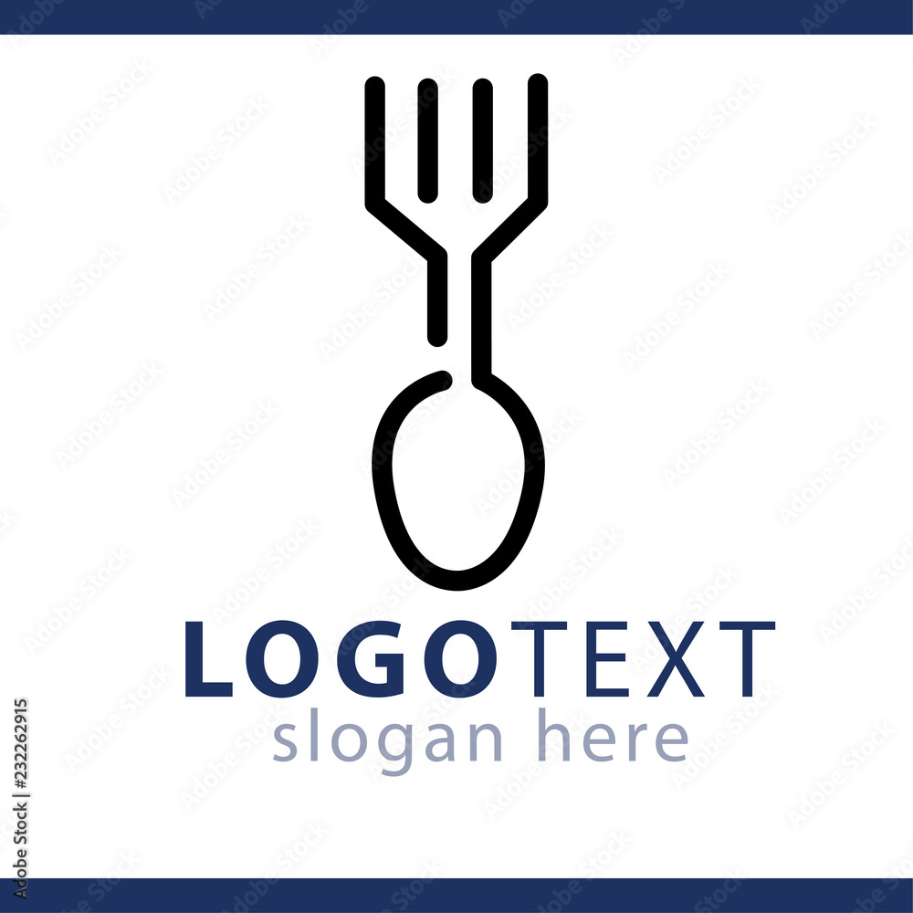 spoon and fork kitchen supplies logo line vector template
