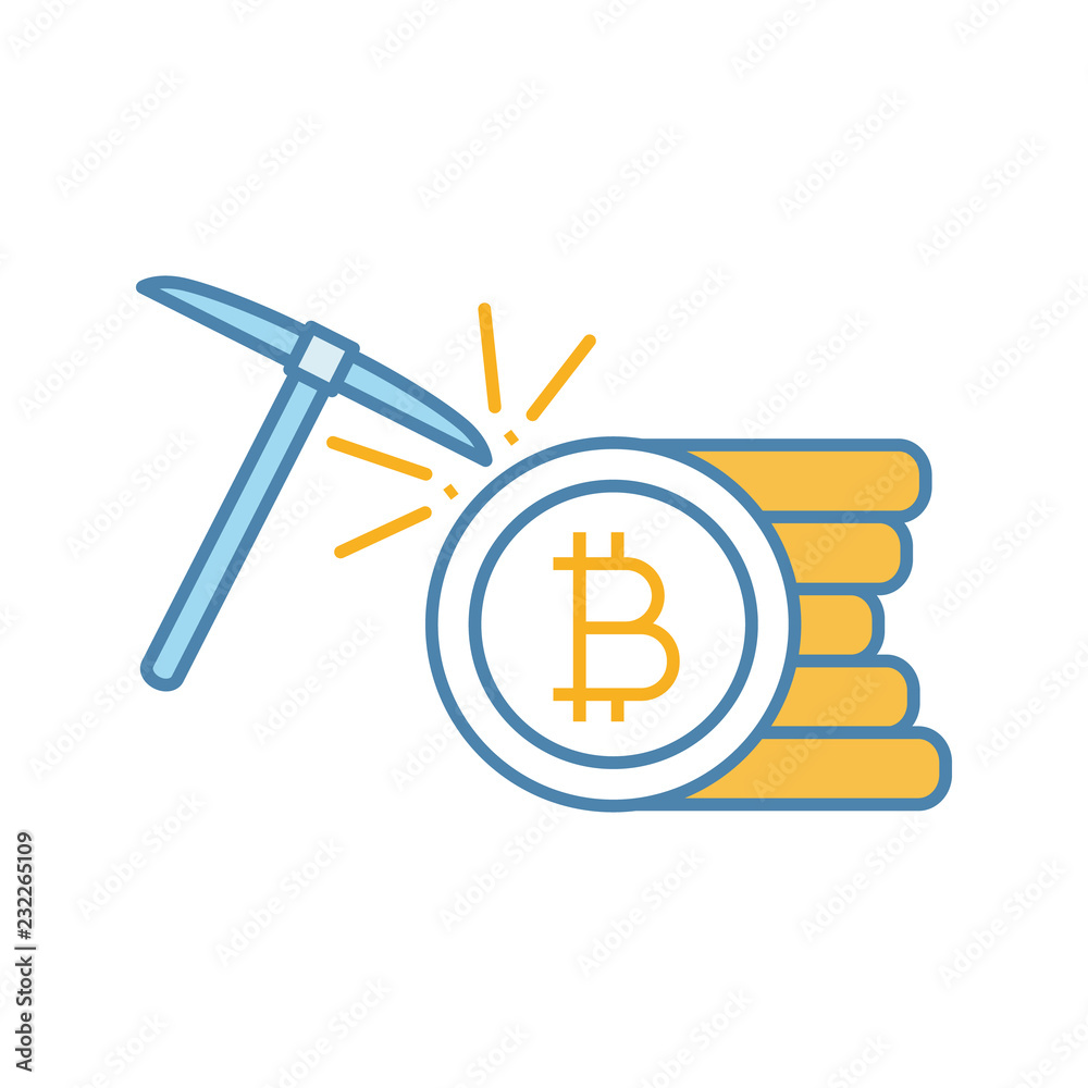Cryptocurrency mining service color icon Cryptocurrency mining service color icon