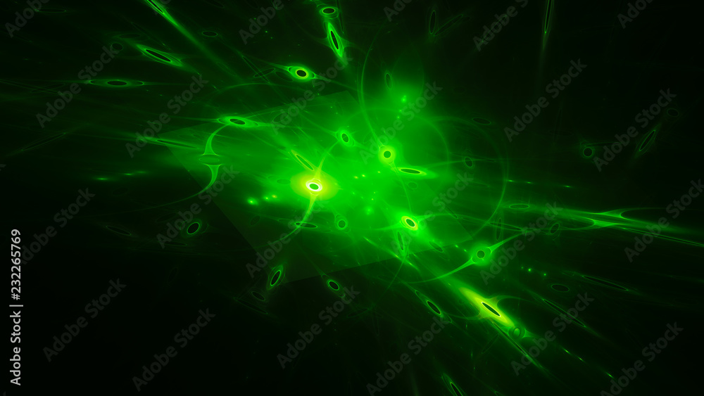 Green glowing qubits abstract background Green glowing qubits abstract background