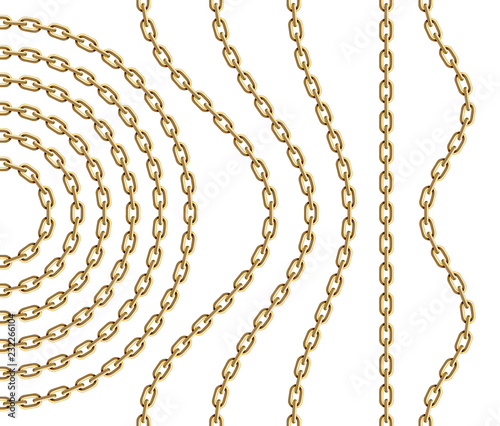 Vector set of repeatable golden chain segments.