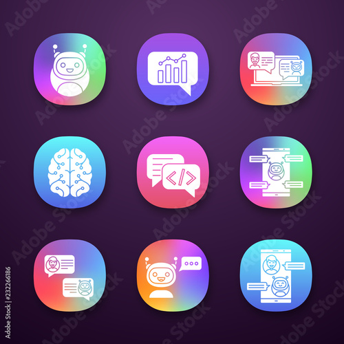 Chatbots app icons set