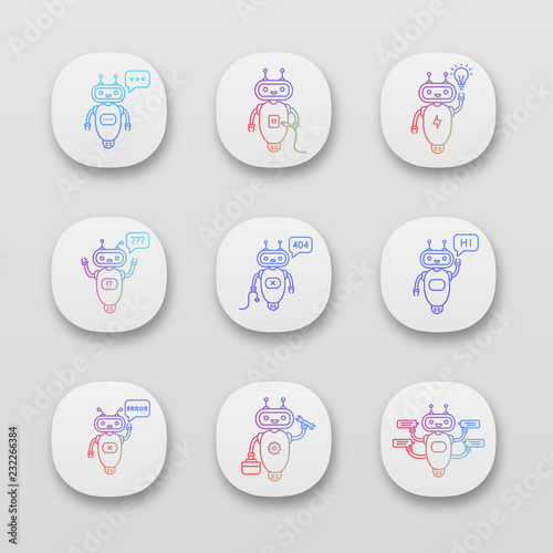 Chatbots app icons set