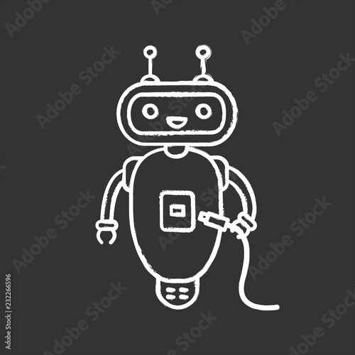 Chatbot with USB cable chalk icon