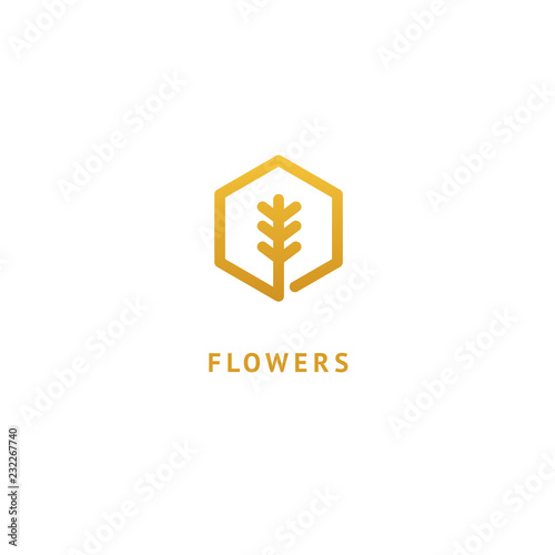 Vector stock logo, abstract nature sign. Illustration design of elegant, premium and royal logotype bakery, bread, agroculture, grain, millet, field, flour. Vector icon of gold ear.