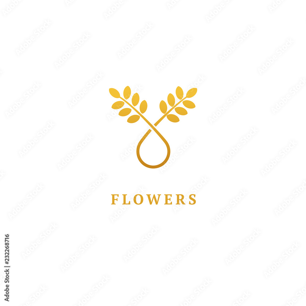 Vector stock logo, abstract nature sign. Illustration design of elegant, premium and royal logotype bakery, bread, agroculture, grain, millet, field, flour. Vector icon of gold ear. Vector stock logo, abstract nature sign. Illustration design of elegant, premium and royal logotype bakery, bread, agroculture, grain, millet, field, flour. Vector icon of gold ear.