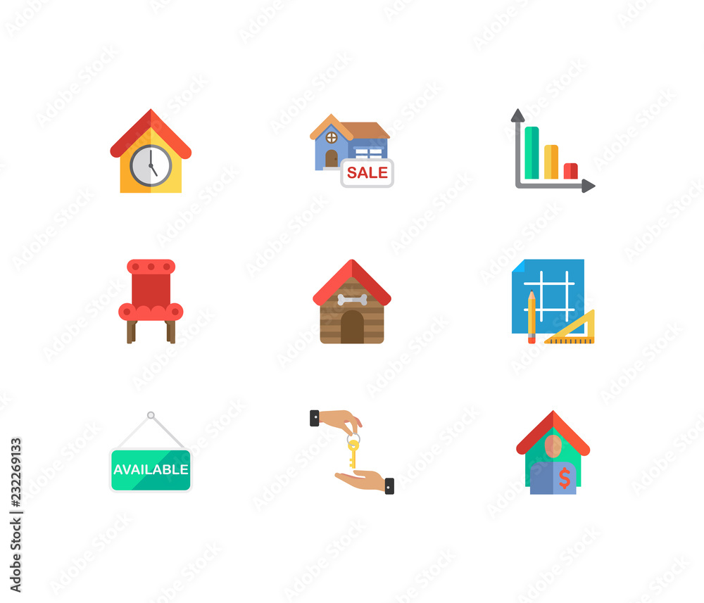 Building icons set. House for sale and building icons with tenant, animal  house and house available. Set of green for web app logo UI design. Stock  Vector | Adobe Stock
