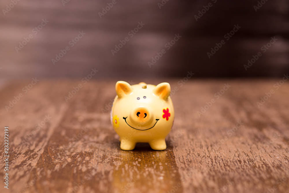 Funny piggy bank on dark background. Symbol Celebration to change 2019 Funny piggy bank on dark background. Symbol Celebration to change 2019