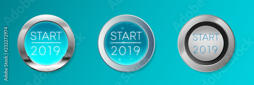 Buttonset zum Start 2019 blau metallisch