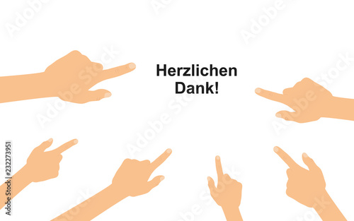Hände zeigen auf - Herzlichen Dank