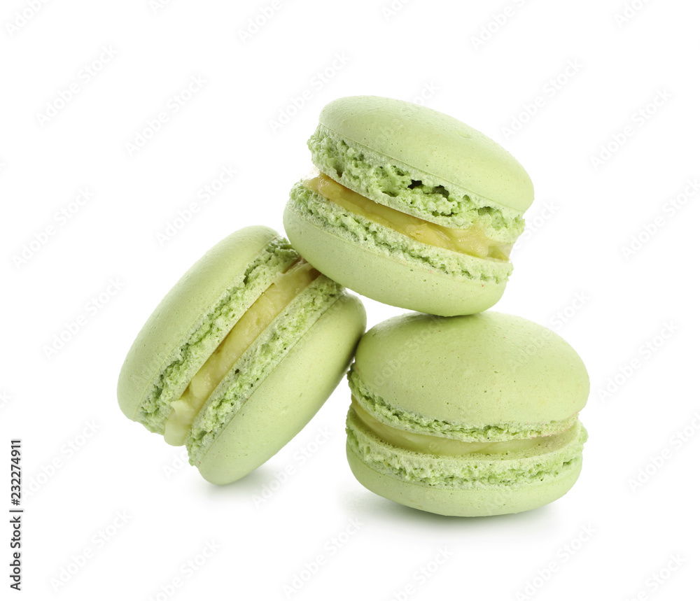 Sweet colorful macaroons on white background Sweet colorful macaroons on white background
