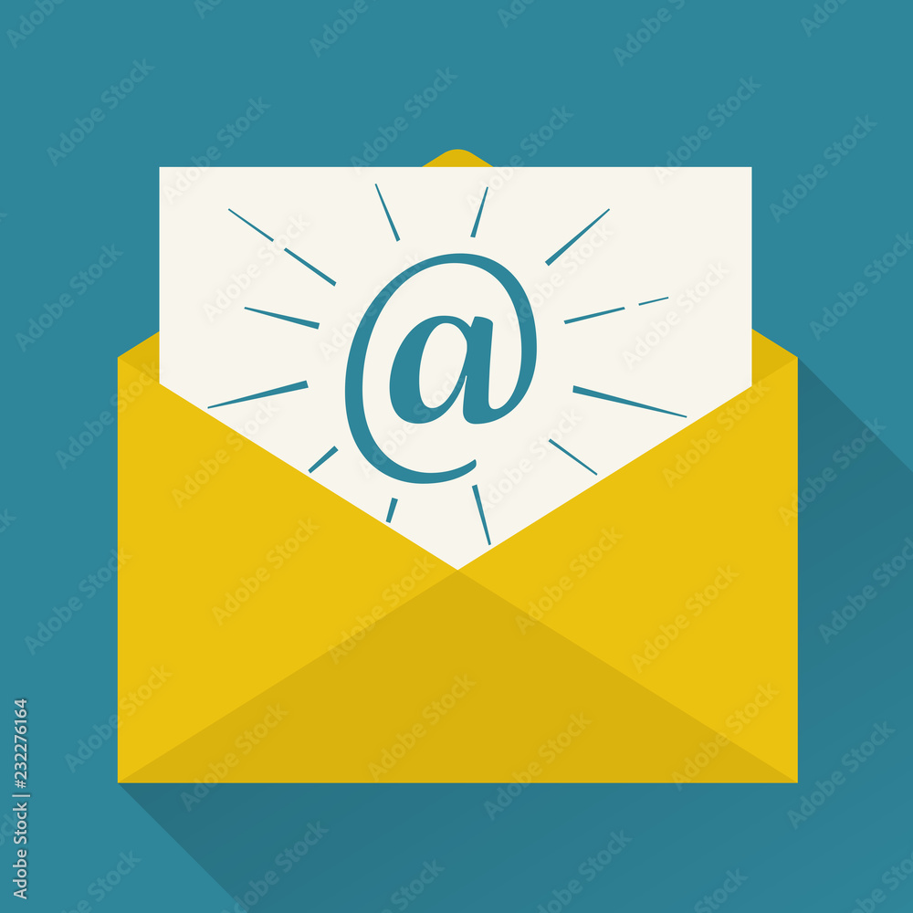 Open Envelope With e-mail Symbol Open Envelope With e-mail Symbol
