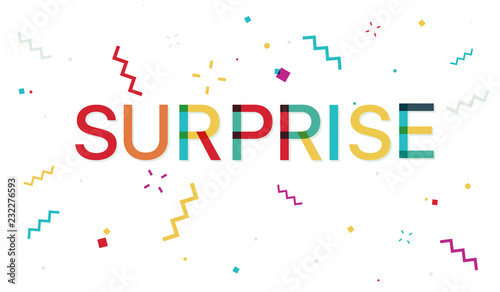 Surprise colorful banner with confetti