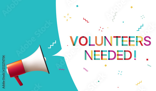 Megaphone with "Volunteers needed" Speech Bubble