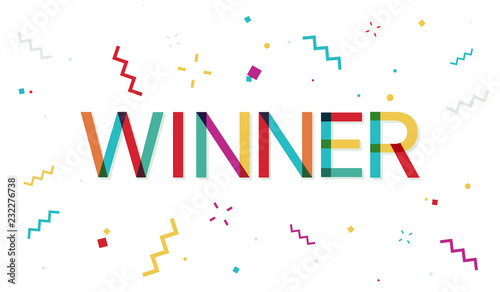 Winner colorful banner with confetti