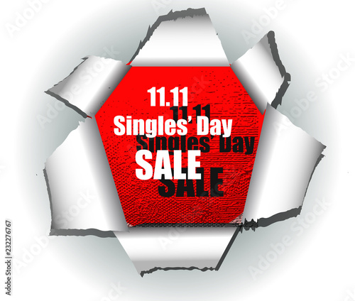 Red Paper logo for singles day sale 1111 photo