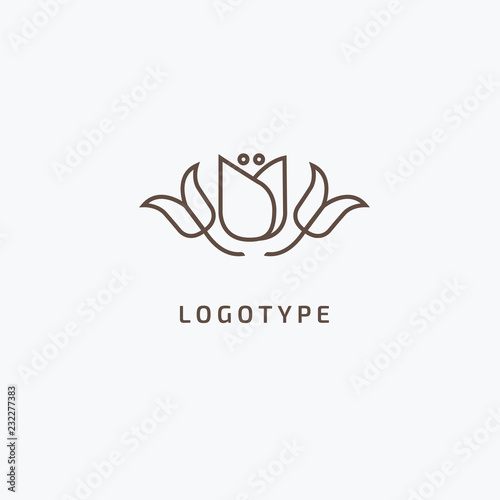 Vector luxury flower logo design. Ornate floral wedding sign. Modern simple premium design vector element. Emblem luxury beauty spa saloon, cosmetics, jewelry, flower shop, restaurant, garden.