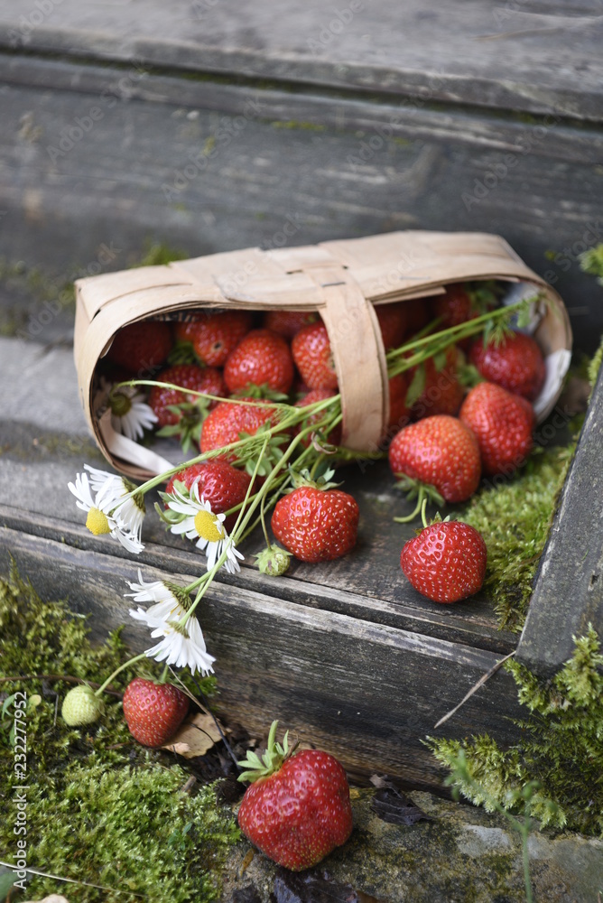 scattered strawberries scattered strawberries