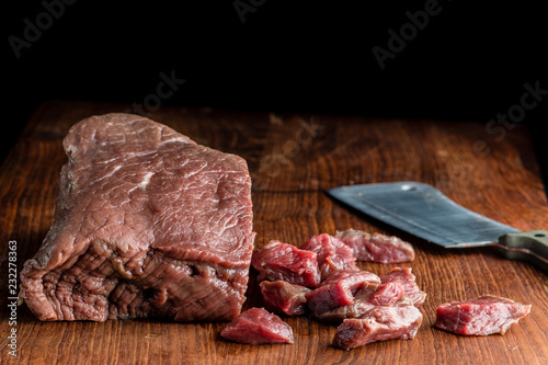 Raw meat on a cutting board