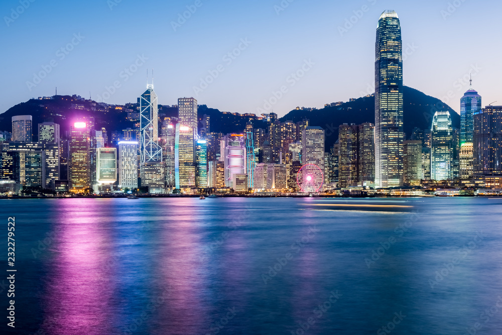 Fototapeta premium Pejzaż miejski w Hongkongu, Chiny
